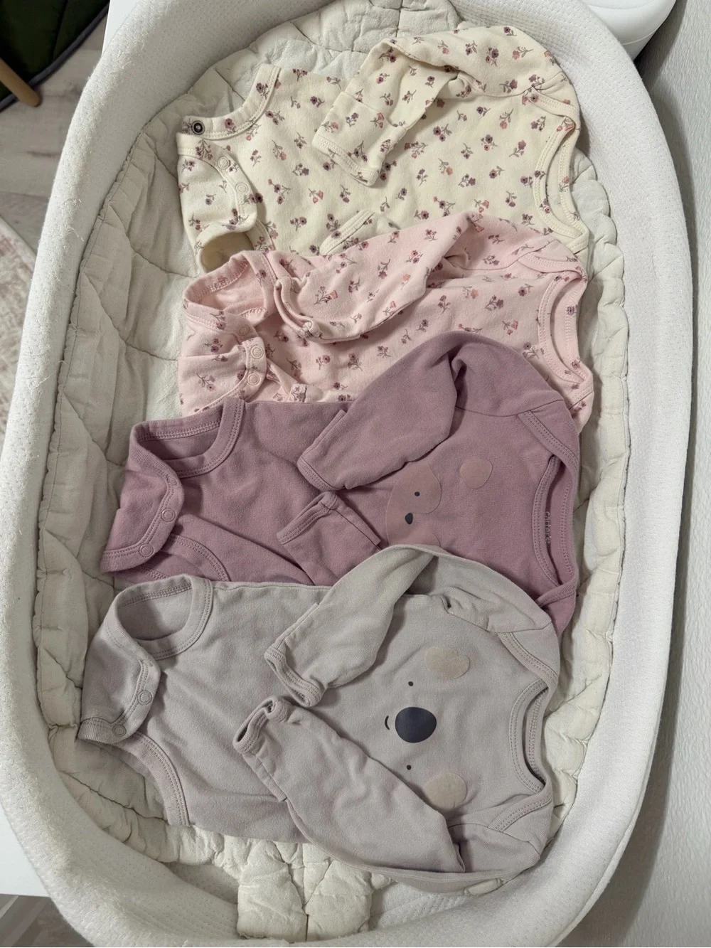 Carter's Baby One-Piece Bodysuits in Cream, Pink, Mauve, and Gray